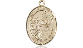 14kt Gold Saint Nimatullah Medal Engraved Catholic Saint Jewelry