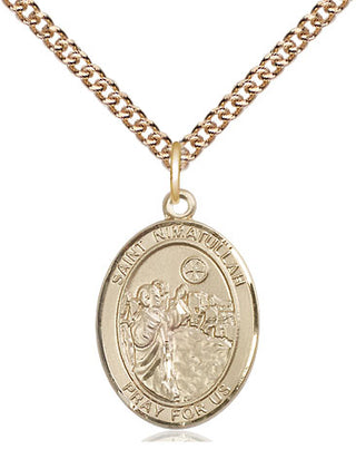 14kt Gold Saint Nimatullah Medal Engraved Catholic Saint Jewelry