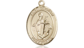 14kt Gold Saint Clement Medal Engraved Catholic Saint Jewelry
