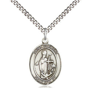 Sterling Silver Saint Clement Medal Religious Jewelry Engraved Catholic Saint Jewelry
