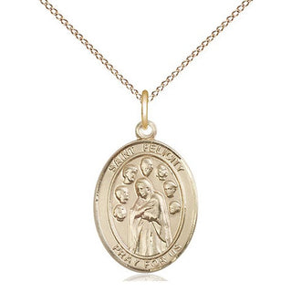 14kt Gold Saint Felicity Medal Engraved Catholic Saint Jewelry