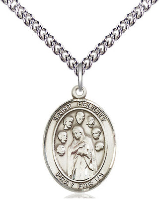 Sterling Silver Saint Felicity Medal Religious Jewelry Engraved Catholic Saint Jewelry