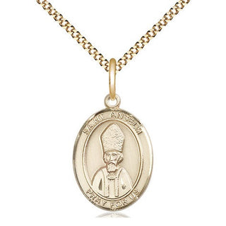 14kt Gold Filled Saint Anselm of Canterbury Medal Religious Jewelry Engraved Catholic Saint Jewelry