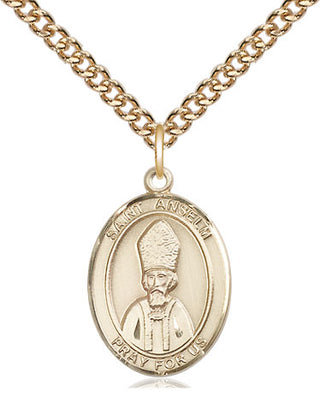 14kt Gold Filled Saint Anselm of Canterbury Medal Religious Jewelry Engraved Catholic Saint Jewelry