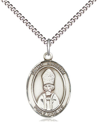 Pewter Saint Anselm of Canterbury Medal Religious Jewelry Engraved Catholic Saint Jewelry