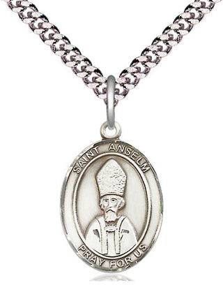 Pewter Saint Anselm of Canterbury Medal Religious Jewelry Engraved Catholic Saint Jewelry