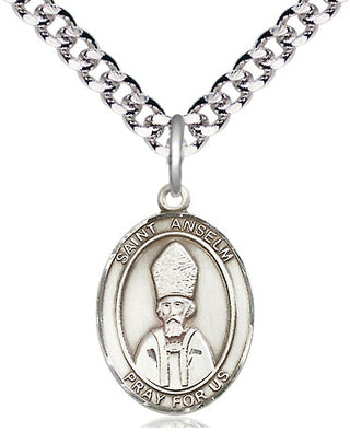 Pewter Saint Anselm of Canterbury Medal Religious Jewelry Engraved Catholic Saint Jewelry