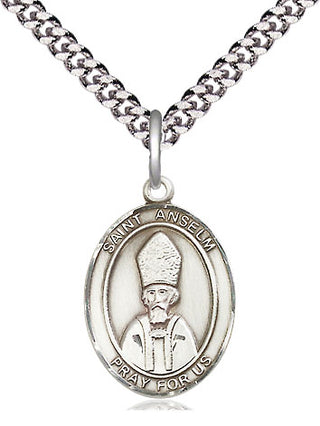 Pewter Saint Anselm of Canterbury Medal Religious Jewelry Engraved Catholic Saint Jewelry