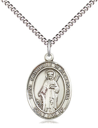 Pewter Saint Catherine of Alexandria Medal Religious Jewelry Engraved Catholic Saint Jewelry