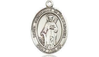 Pewter Saint Catherine of Alexandria Medal Engraved Catholic Saint Jewelry