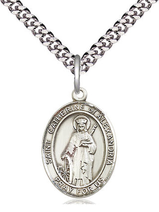 Pewter Saint Catherine of Alexandria Medal Religious Jewelry Engraved Catholic Saint Jewelry