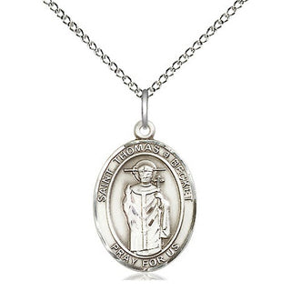 Sterling Silver Saint Thomas A Becket Medal Religious Jewelry Engraved Catholic Saint Jewelry