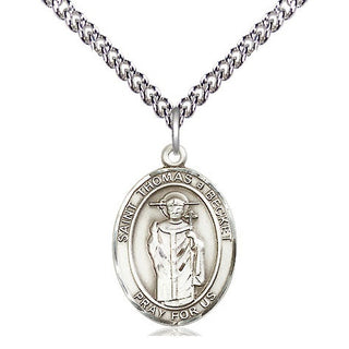 Sterling Silver Saint Thomas A Becket Medal Religious Jewelry Engraved Catholic Saint Jewelry
