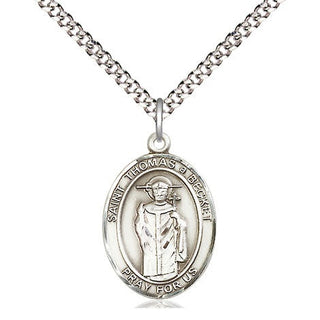Sterling Silver Saint Thomas A Becket Medal Religious Jewelry Engraved Catholic Saint Jewelry