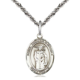 Sterling Silver Saint Thomas A Becket Medal Religious Jewelry Engraved Catholic Saint Jewelry