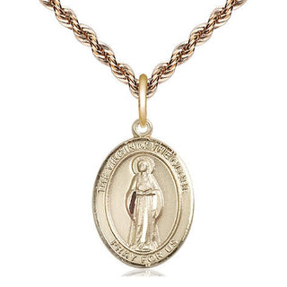 14kt Gold Filled Virgin of the Globe Medal Religious Jewelry Engraved Catholic Saint Jewelry