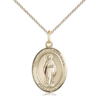 14kt Gold Virgin of the Globe Medal Engraved Catholic Saint Jewelry