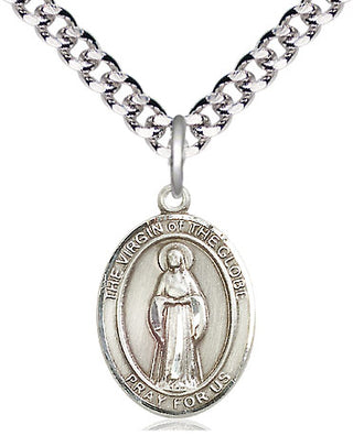Pewter Virgin of the Globe Medal Religious Jewelry Engraved Catholic Saint Jewelry