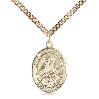 14kt Gold Our Lady of Grapes Medal Engraved Catholic Saint Jewelry