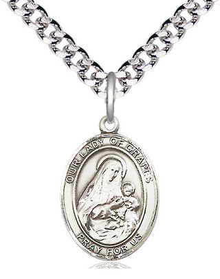 Pewter Our Lady of Grapes Medal Religious Jewelry Engraved Catholic Saint Jewelry