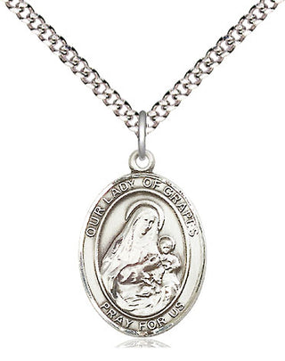 Pewter Our Lady of Grapes Medal Religious Jewelry Engraved Catholic Saint Jewelry