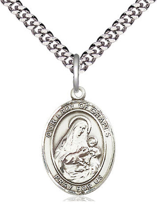 Pewter Our Lady of Grapes Medal Religious Jewelry Engraved Catholic Saint Jewelry