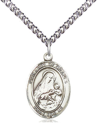 Sterling Silver Our Lady of Grapes Medal | Medium | Engravable