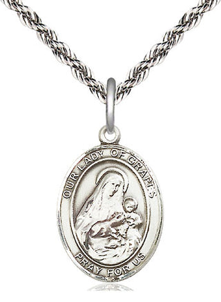 Sterling Silver Our Lady of Grapes Medal | Medium | Engravable