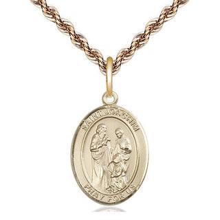 14kt Gold Saint Joachim Medal Engraved Catholic Saint Jewelry
