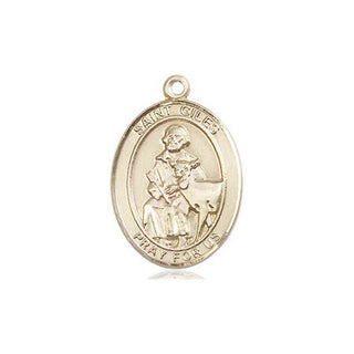 14kt Gold Filled Saint Giles Medal Engraved Catholic Saint Jewelry