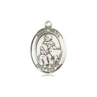 Pewter Saint Giles Medal Engraved Catholic Saint Jewelry
