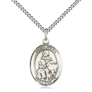 Pewter Saint Giles Medal Religious Jewelry Engraved Catholic Saint Jewelry