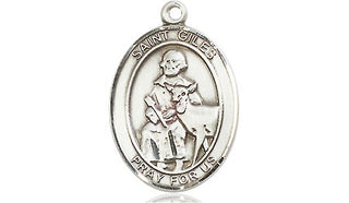 Sterling Silver Saint Giles Medal Religious Jewelry Engraved Catholic Saint Jewelry