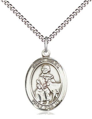 Sterling Silver Saint Giles Medal Religious Jewelry Engraved Catholic Saint Jewelry