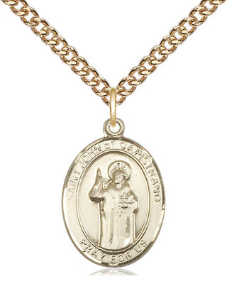 14kt Gold Saint John of Capistrano Medal Engraved Catholic Saint Jewelry