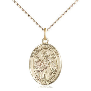 14kt Gold Saint Januarius Medal Engraved Catholic Saint Jewelry