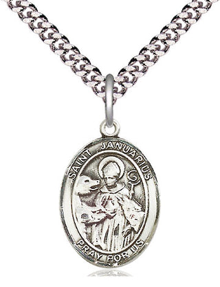 Pewter Saint Januarius Medal Religious Jewelry Engraved Catholic Saint Jewelry