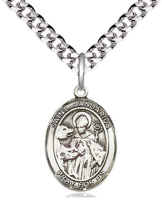 Pewter Saint Januarius Medal Religious Jewelry Engraved Catholic Saint Jewelry