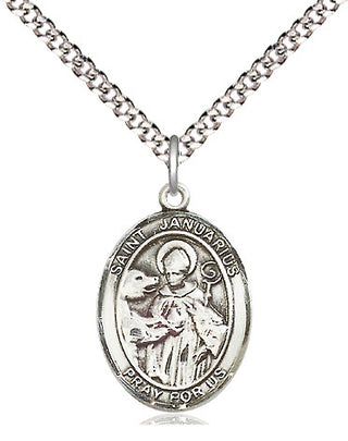Sterling Silver Saint Januarius Medal Religious Jewelry Engraved Catholic Saint Jewelry