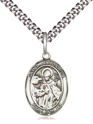Sterling Silver Saint Januarius Medal Religious Jewelry Engraved Catholic Saint Jewelry