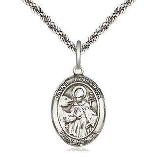 Sterling Silver Saint Januarius Medal Religious Jewelry Engraved Catholic Saint Jewelry