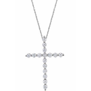 14K White 1 1/4 CTW Natural Diamond Cross 18" Necklace