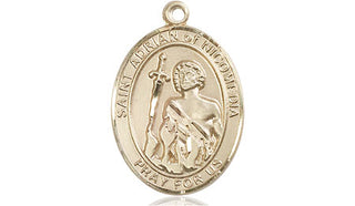 14kt Gold Filled Saint Adrian of Nicomedia Medal Engraved Catholic Saint Jewelry