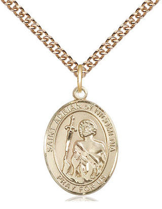 14kt Gold Filled Saint Adrian of Nicomedia Medal Religious Jewelry Engraved Catholic Saint Jewelry