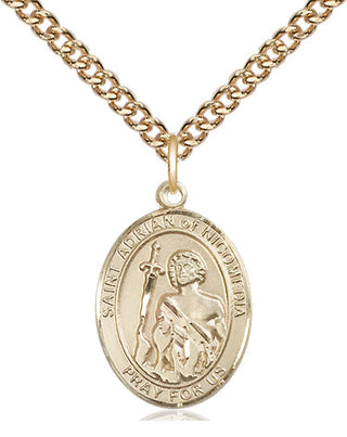 14kt Gold Filled Saint Adrian of Nicomedia Medal Religious Jewelry Engraved Catholic Saint Jewelry