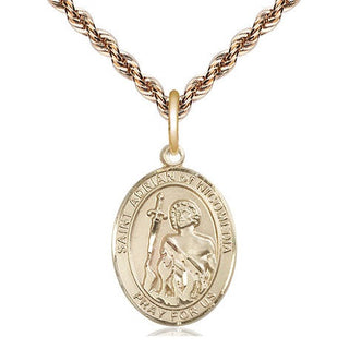 14kt Gold Saint Adrian of Nicomedia Medal Engraved Catholic Saint Jewelry