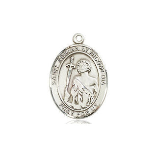 Pewter Saint Adrian of Nicomedia Medal Engraved Catholic Saint Jewelry
