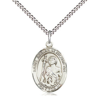 Pewter Saint Adrian of Nicomedia Medal Religious Jewelry Engraved Catholic Saint Jewelry