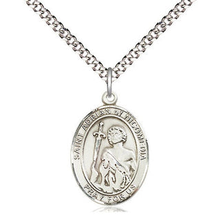Pewter Saint Adrian of Nicomedia Medal Religious Jewelry Engraved Catholic Saint Jewelry