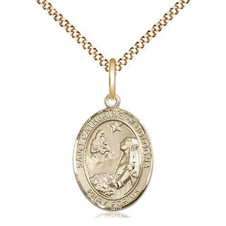 14kt Gold Filled Saint Catherine of Bologna Medal Religious Jewelry Engraved Catholic Saint Jewelry